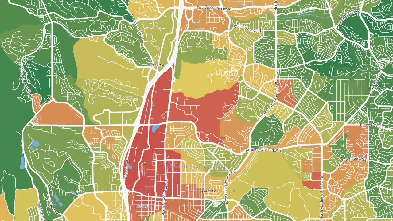 Northeast Colorado Springs, Colorado Springs, CO Map of Assault Rates