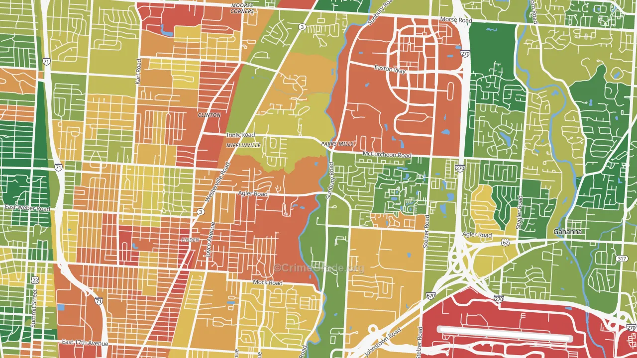 Northeast, Columbus, OH Map of Assault Rates