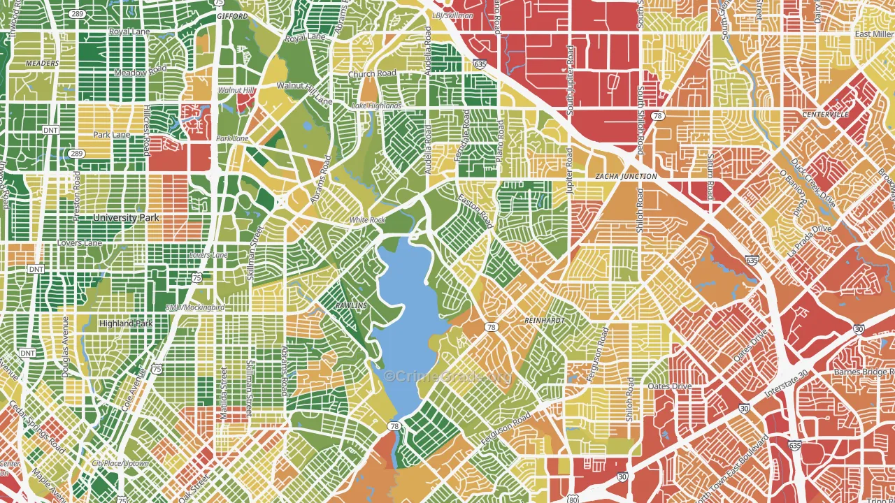 Northeast Dallas-White Rock, Dallas, TX Map of Assault Rates