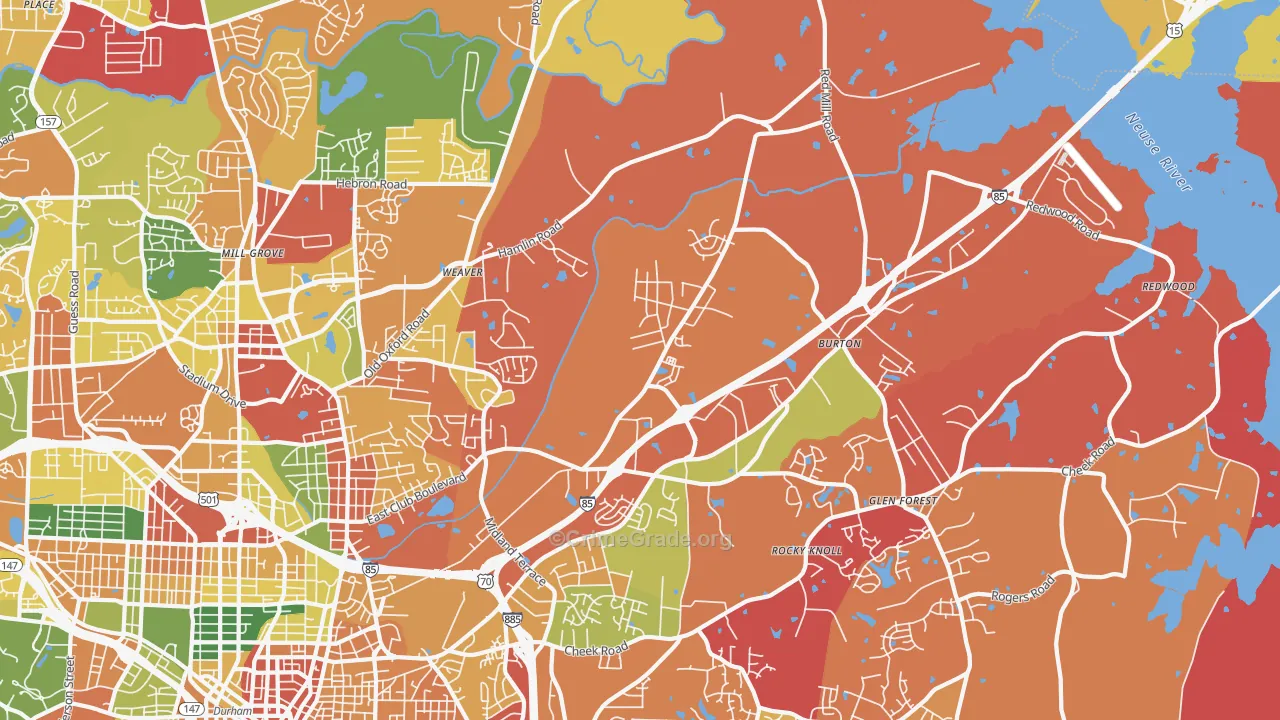 Northeast Durham, Durham, NC Map of Assault Rates