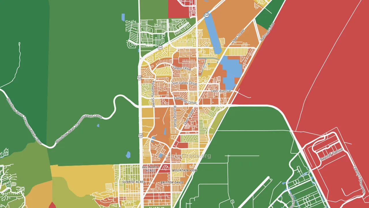 Northeast, El Paso, TX Map of Assault Rates