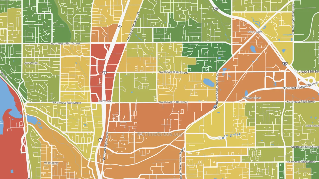 Northeast Hazel Dell, Hazel Dell, WA Map of Assault Rates
