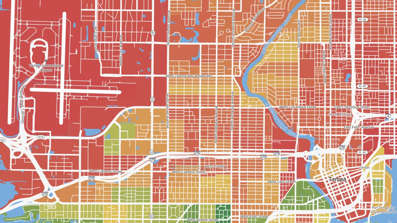 Northeast MacFarlane, Tampa, FL Map of Assault Rates