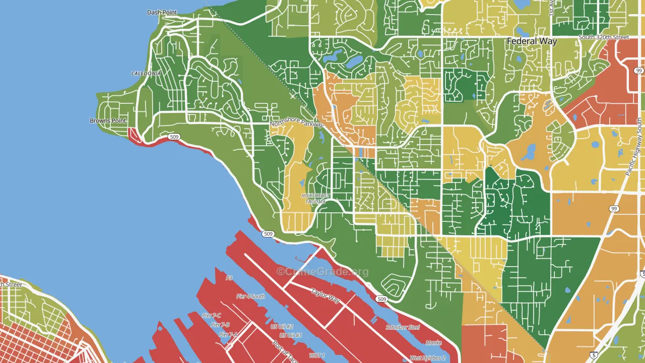 Northeast Tacoma, Tacoma, WA Map of Assault Rates