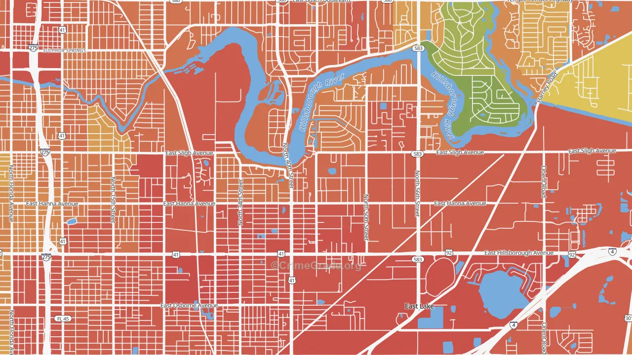 Northeast, Tampa, FL Map of Assault Rates