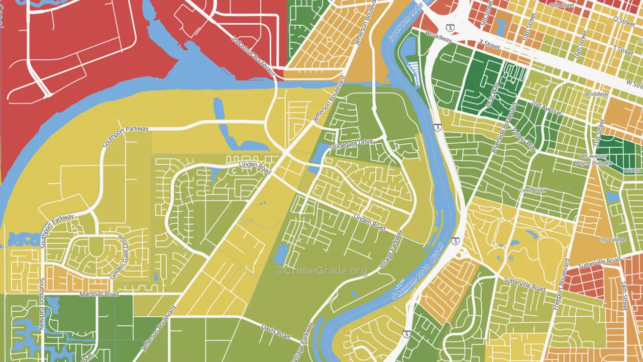 Northeast Village, West Sacramento, CA Map of Assault Rates