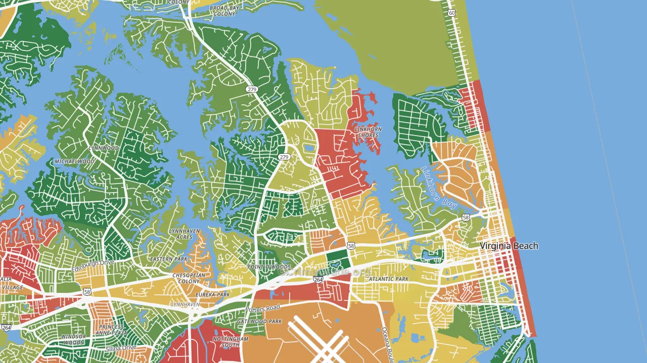 Northeast, Virginia Beach, VA Map of Assault Rates