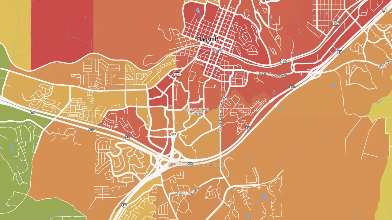 Northern Arizona University, Flagstaff, AZ Map of Assault Rates