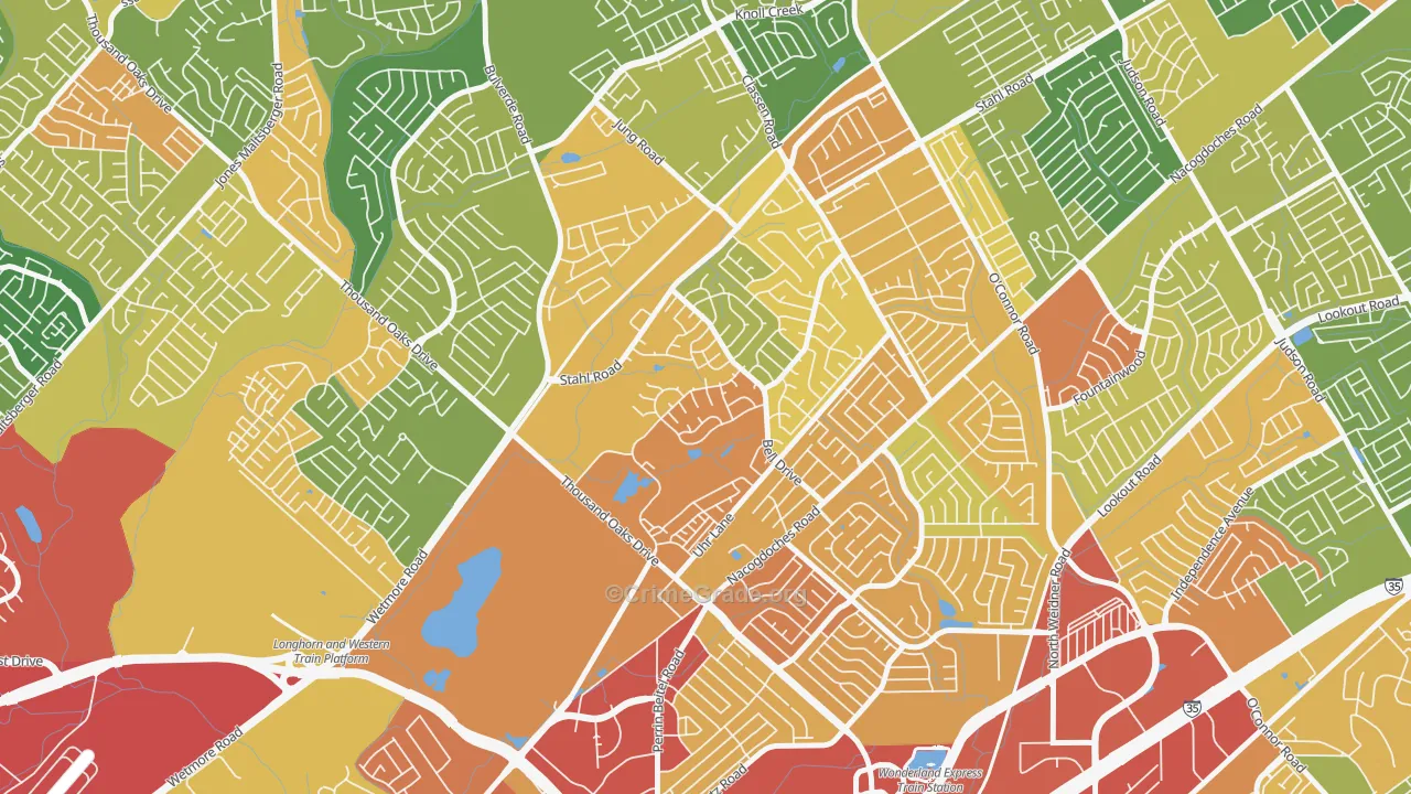 Northern Hills, San Antonio, TX Map of Assault Rates