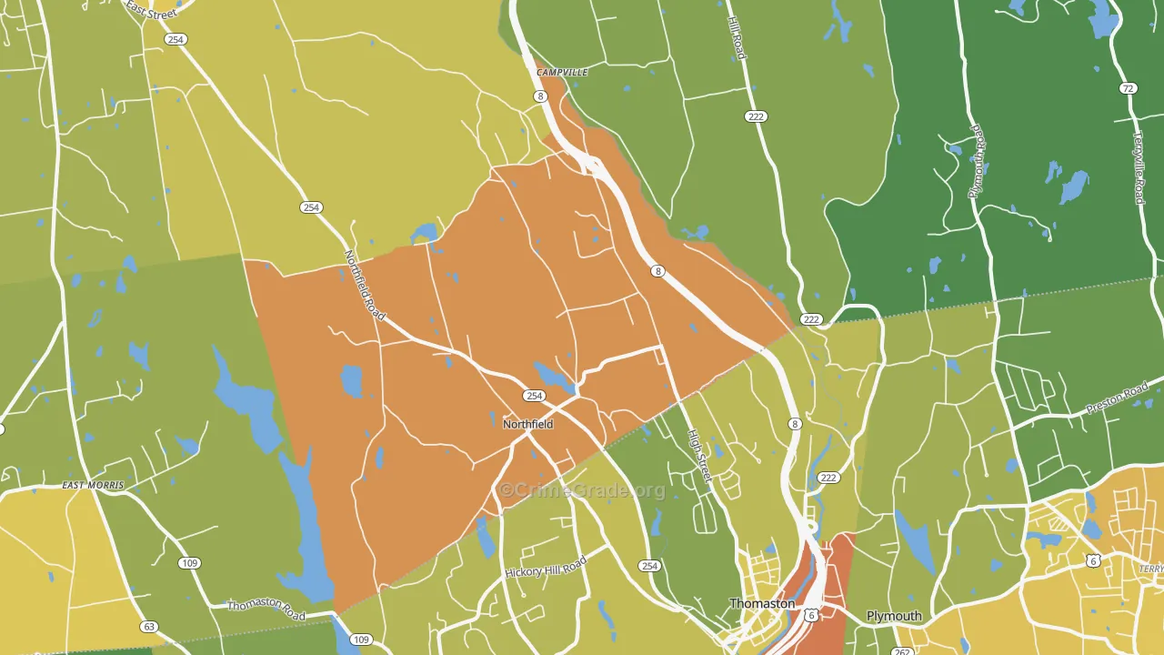 Northfield, CT Map of Assault Rates