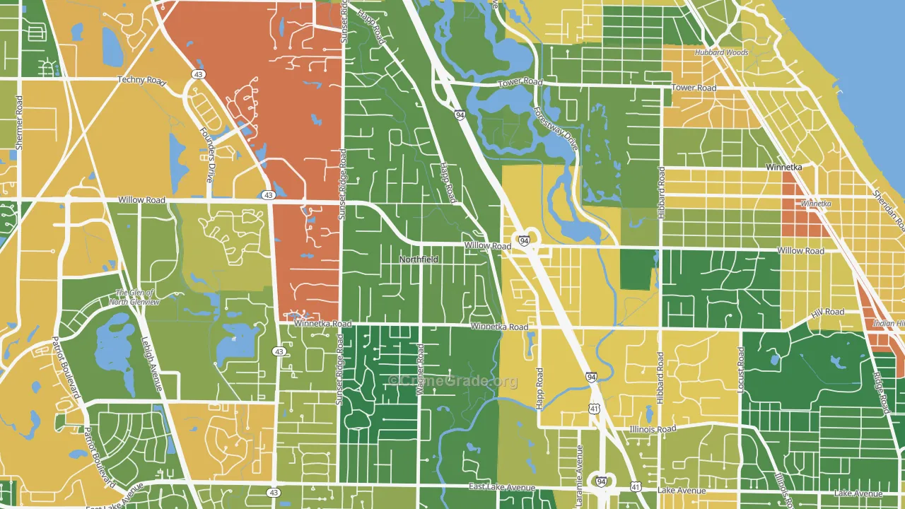 Northfield, IL Map of Assault Rates
