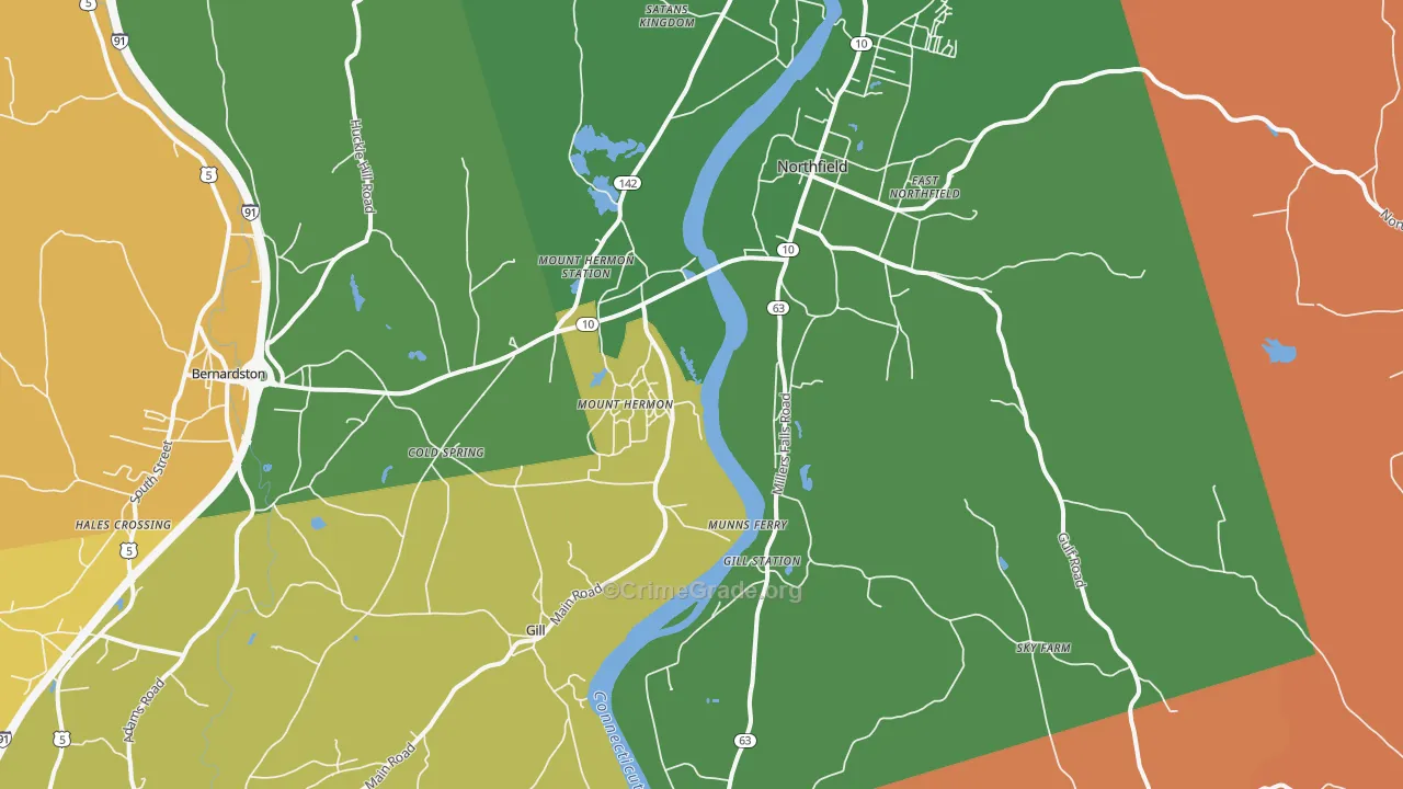 Northfield, MA Map of Assault Rates