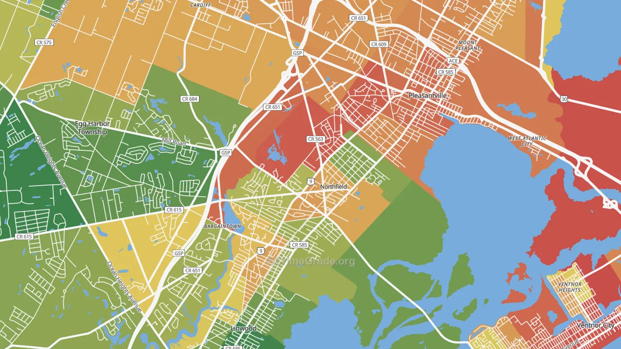 Northfield, NJ Map of Assault Rates