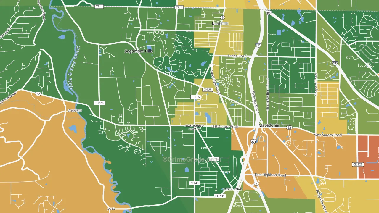 Northfield, OH Map of Assault Rates