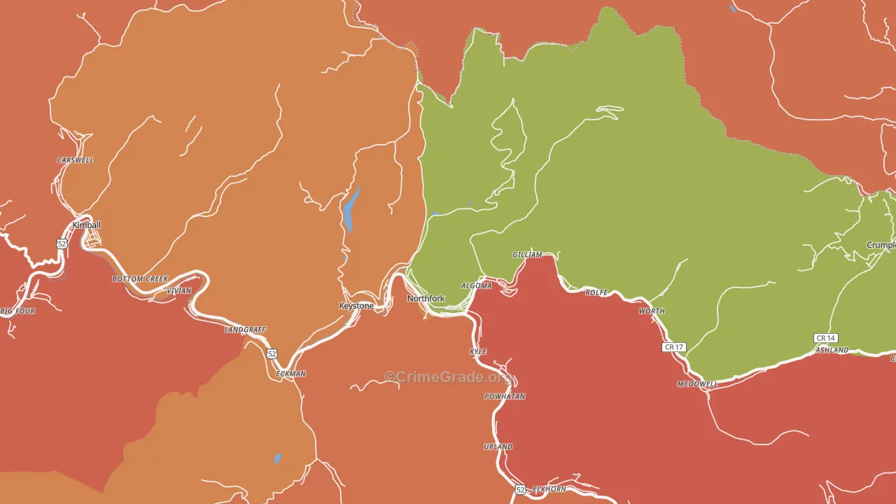 Northfork, WV Map of Assault Rates