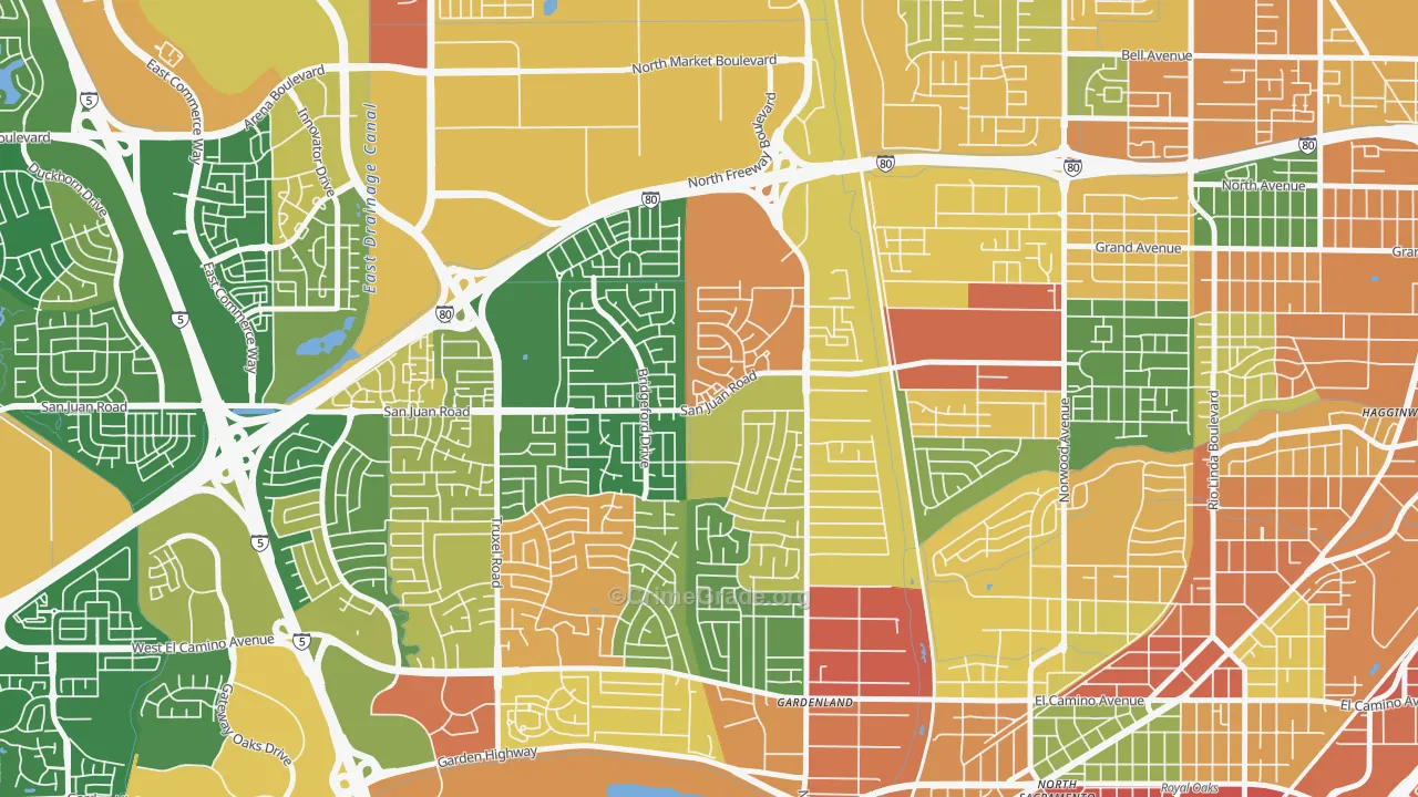 Northgate Sacramento, Sacramento, CA Map of Assault Rates