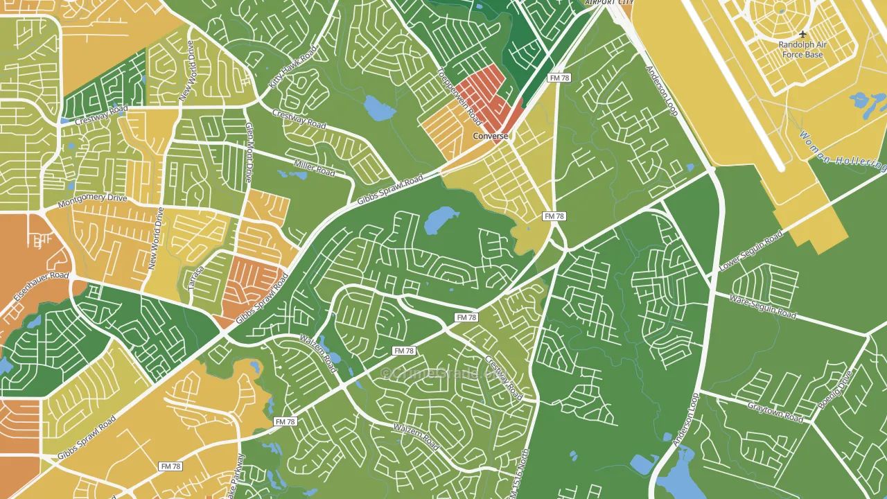 Northhampton, Converse, TX Map of Assault Rates