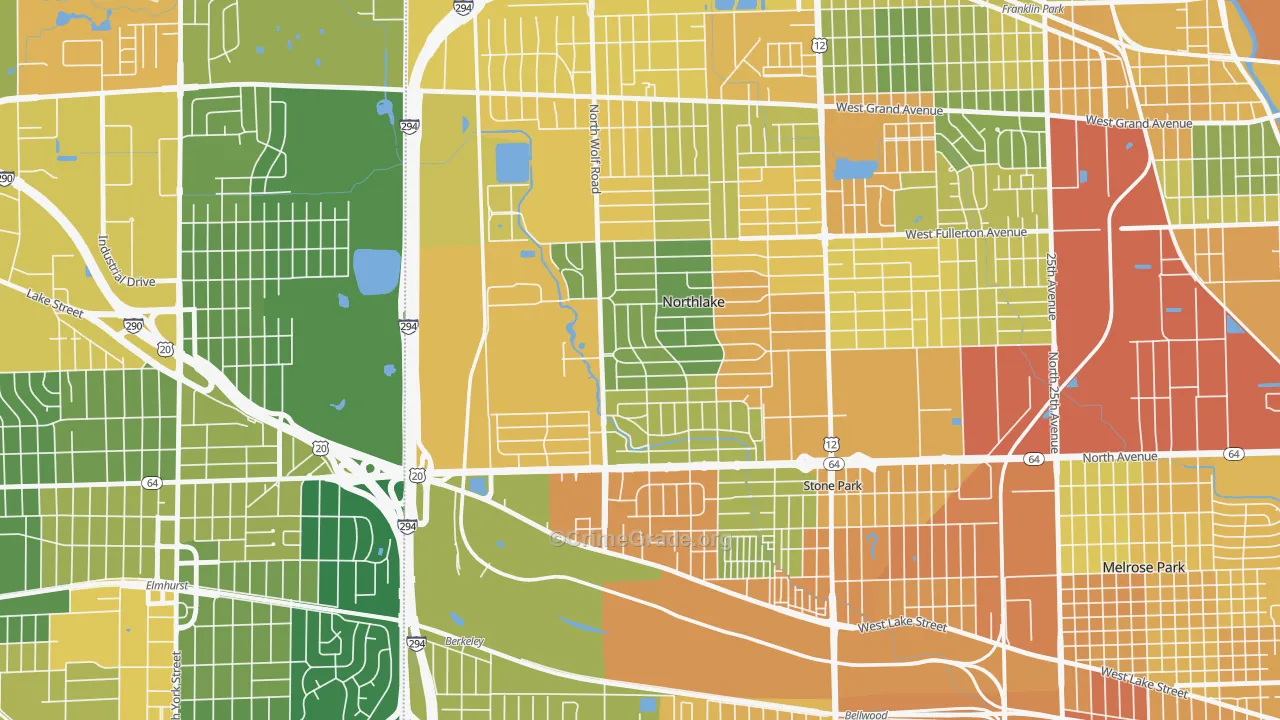 Northlake, IL Map of Assault Rates