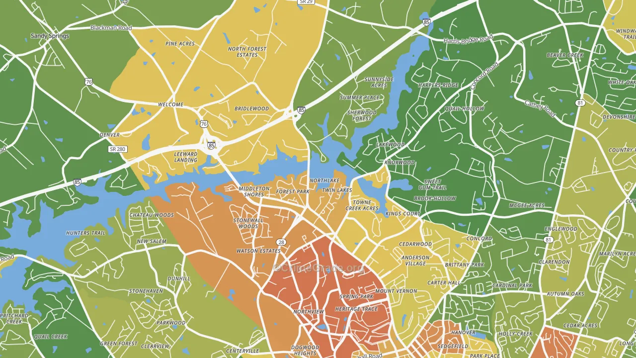Northlake, SC Map of Assault Rates