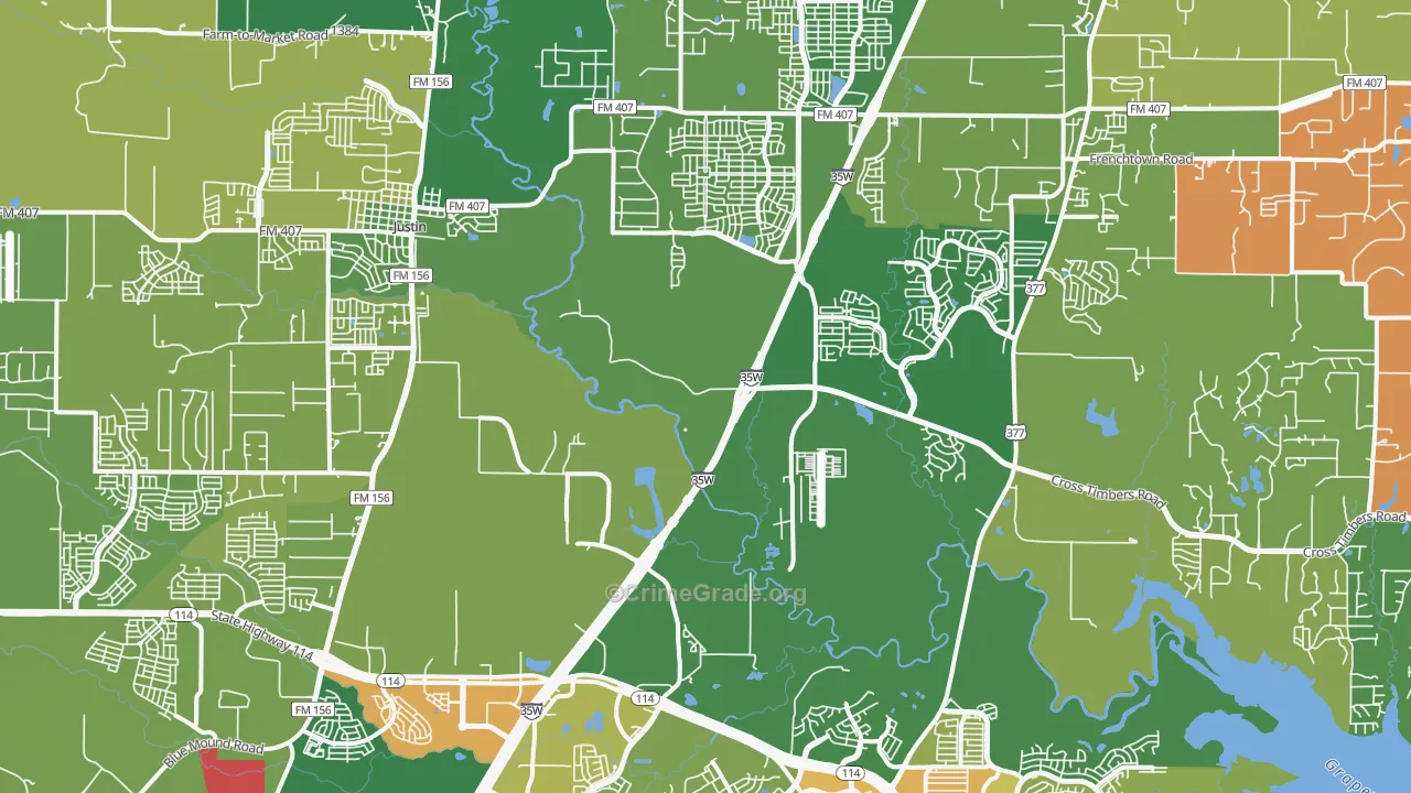 Northlake, TX Map of Assault Rates
