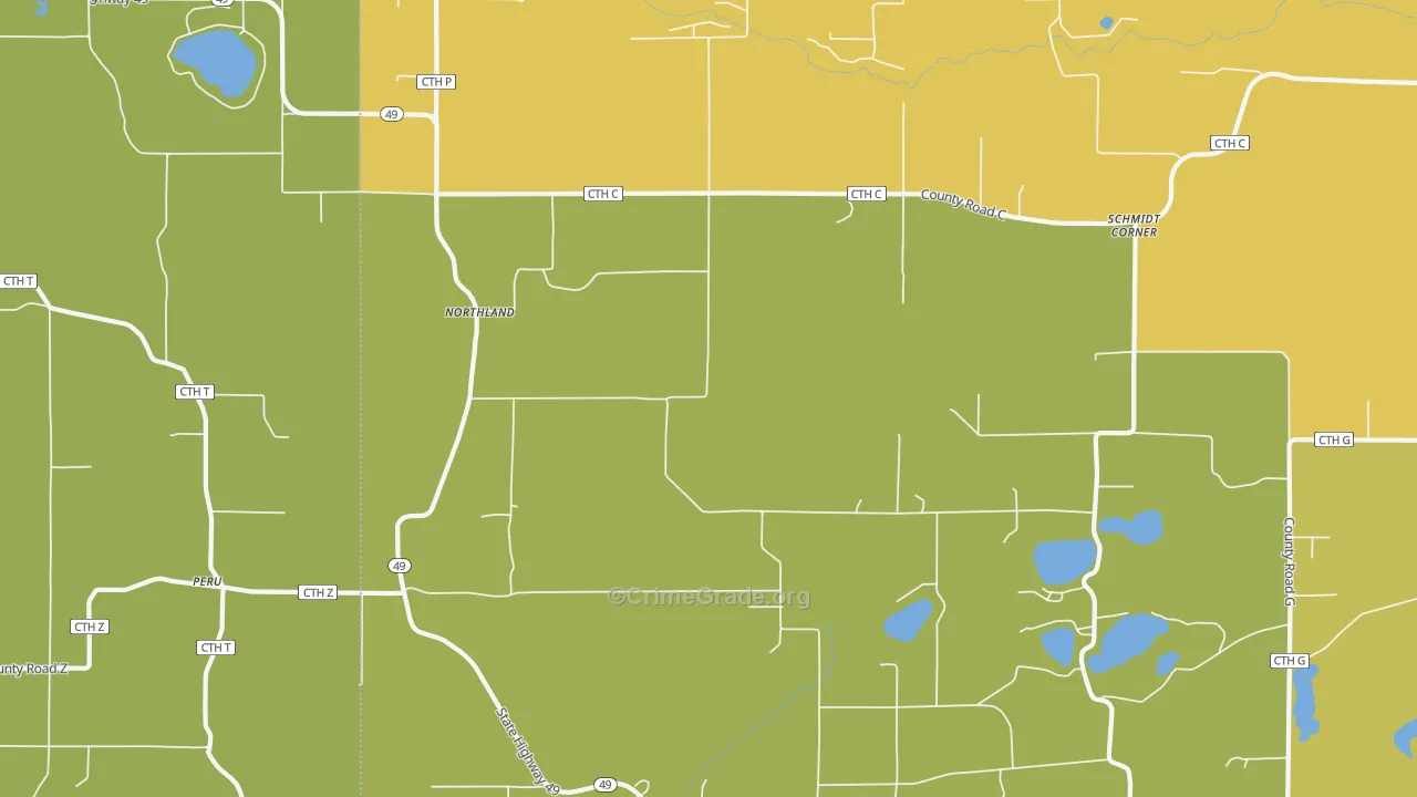 Northland, WI Map of Assault Rates