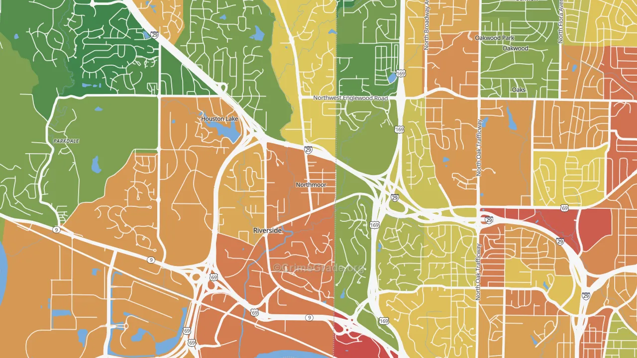 Northmoor, MO Map of Assault Rates