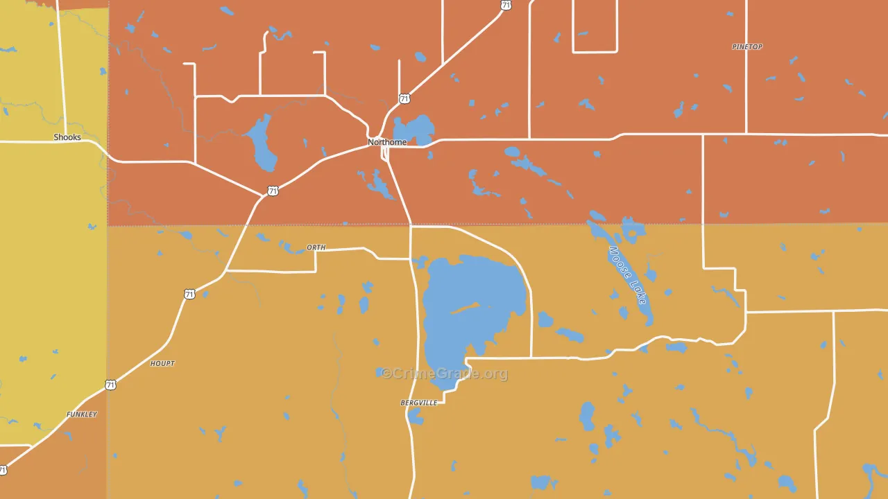 Northome, MN Map of Assault Rates