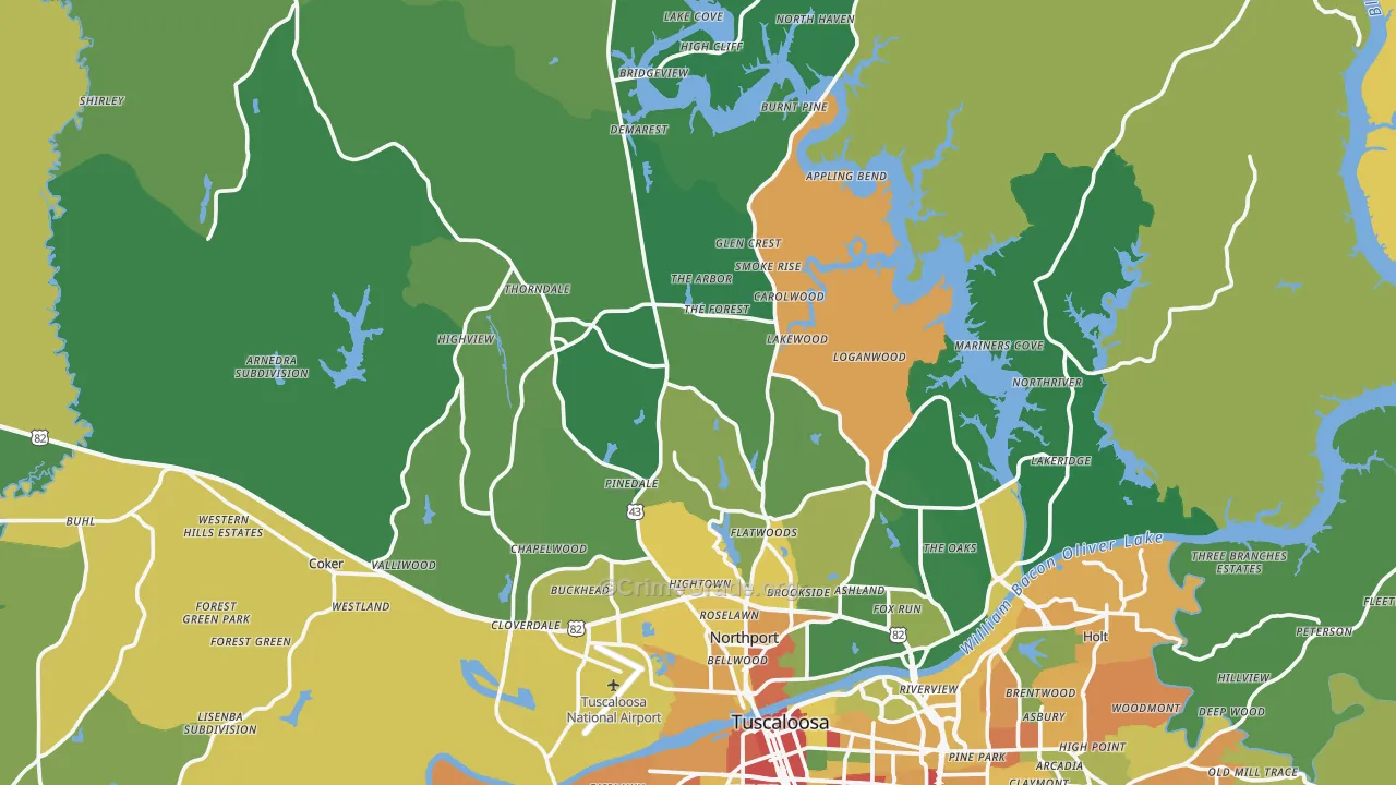 Northport, AL Map of Assault Rates