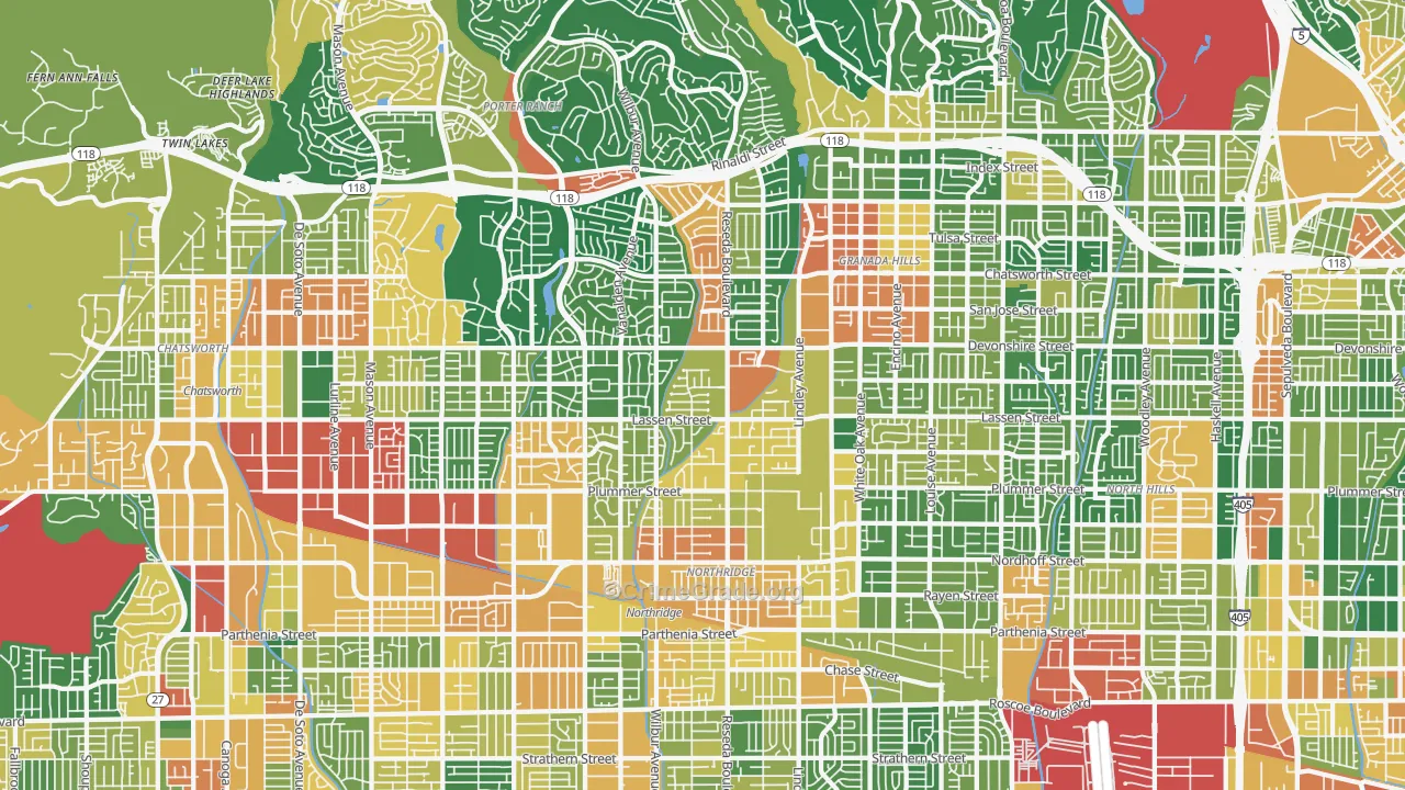 Northridge, CA Map of Assault Rates