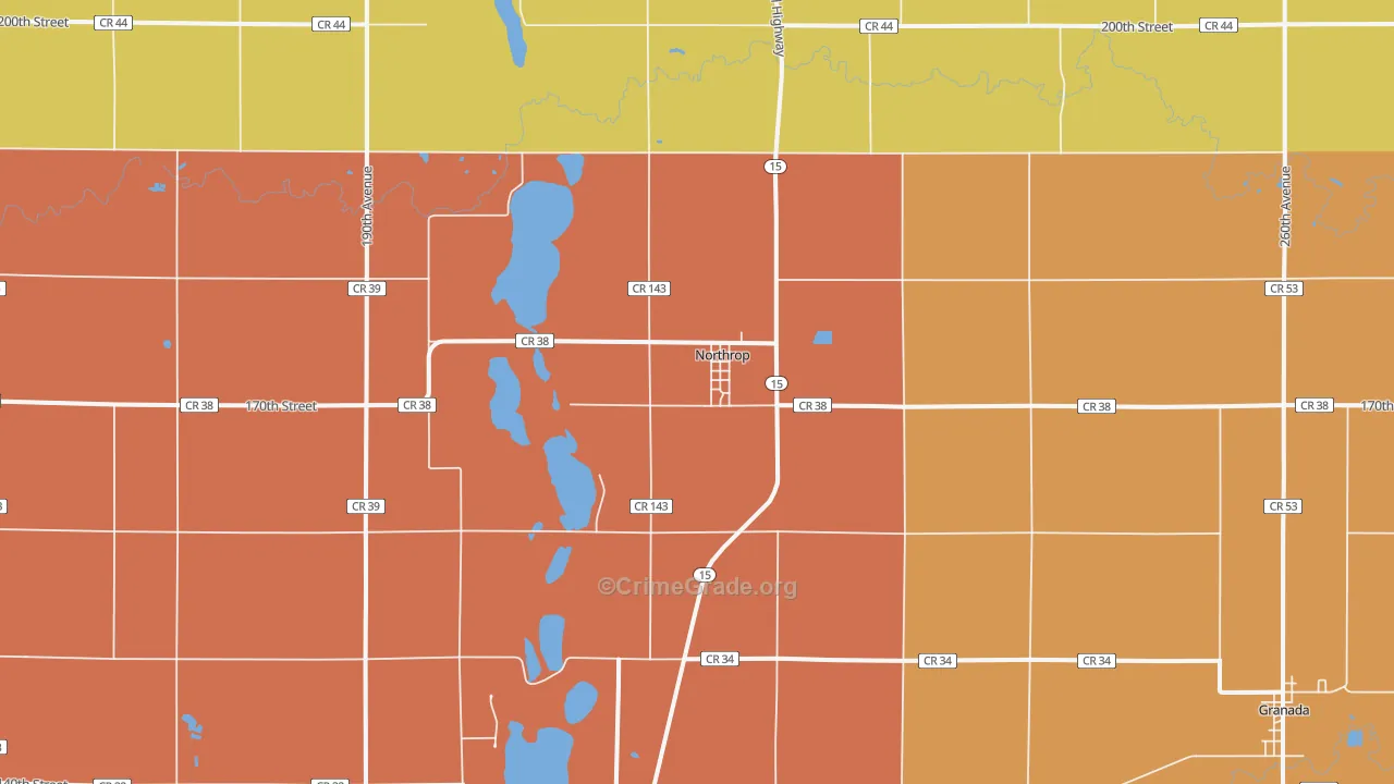 Northrop, MN Map of Assault Rates