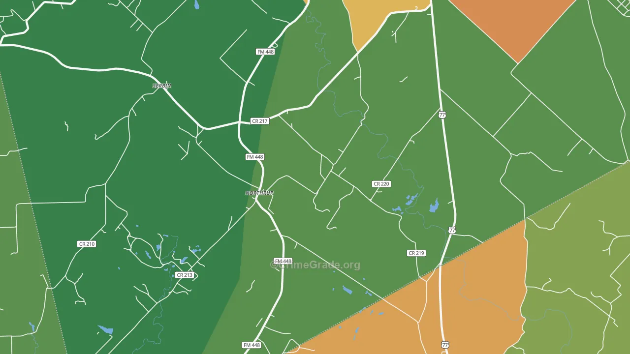 Northrup, TX Map of Assault Rates