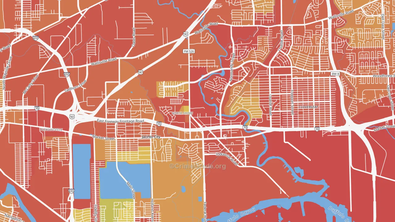 Northshore, Houston, TX Map of Assault Rates