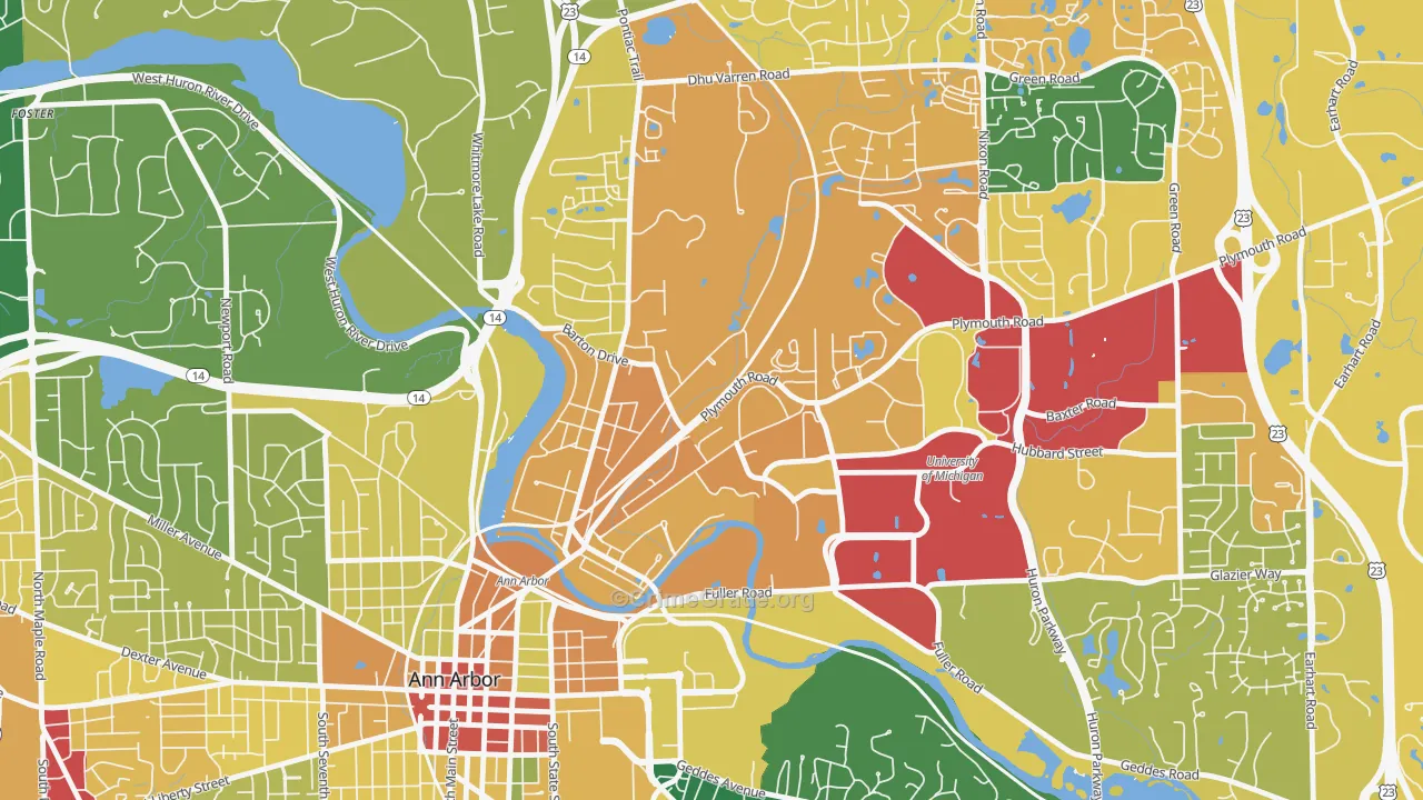 Northside Ann Arbor, Ann Arbor, MI Map of Assault Rates