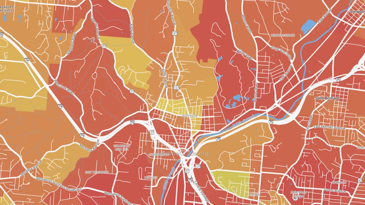 Northside, Cincinnati, OH Map of Assault Rates