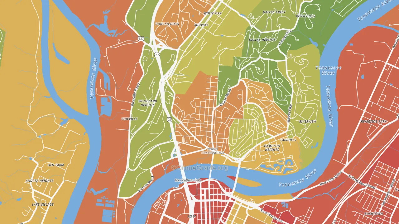 Northside Community, Chattanooga, TN Map of Assault Rates
