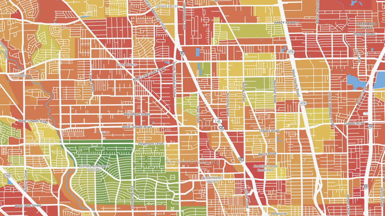Northside Northline, Houston, TX Map of Assault Rates