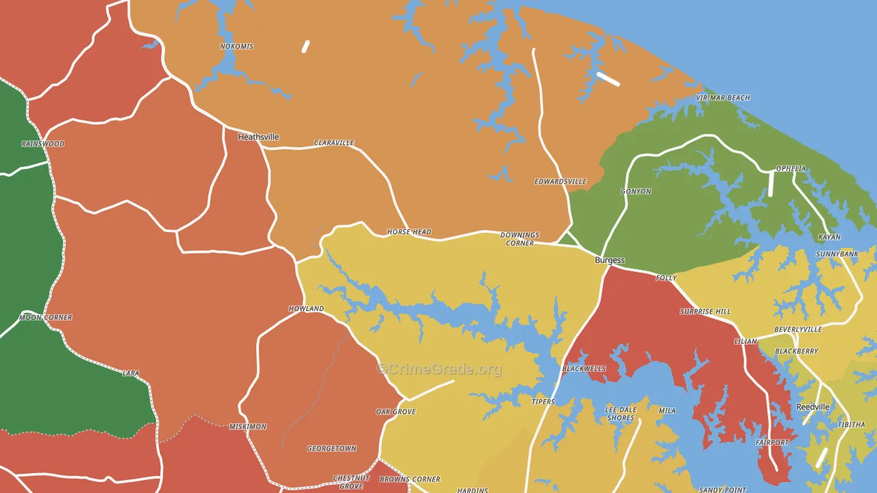 Northumberland County, VA Map of Assault Rates