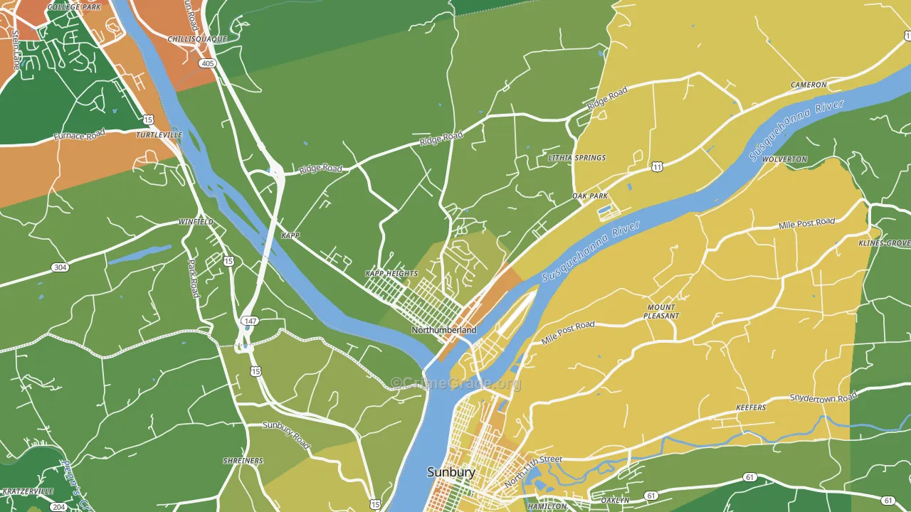 Northumberland, PA Map of Assault Rates