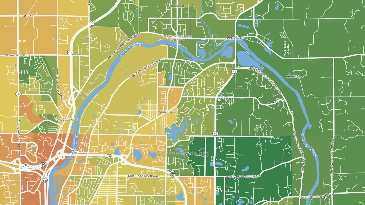 Northview, MI Map of Assault Rates