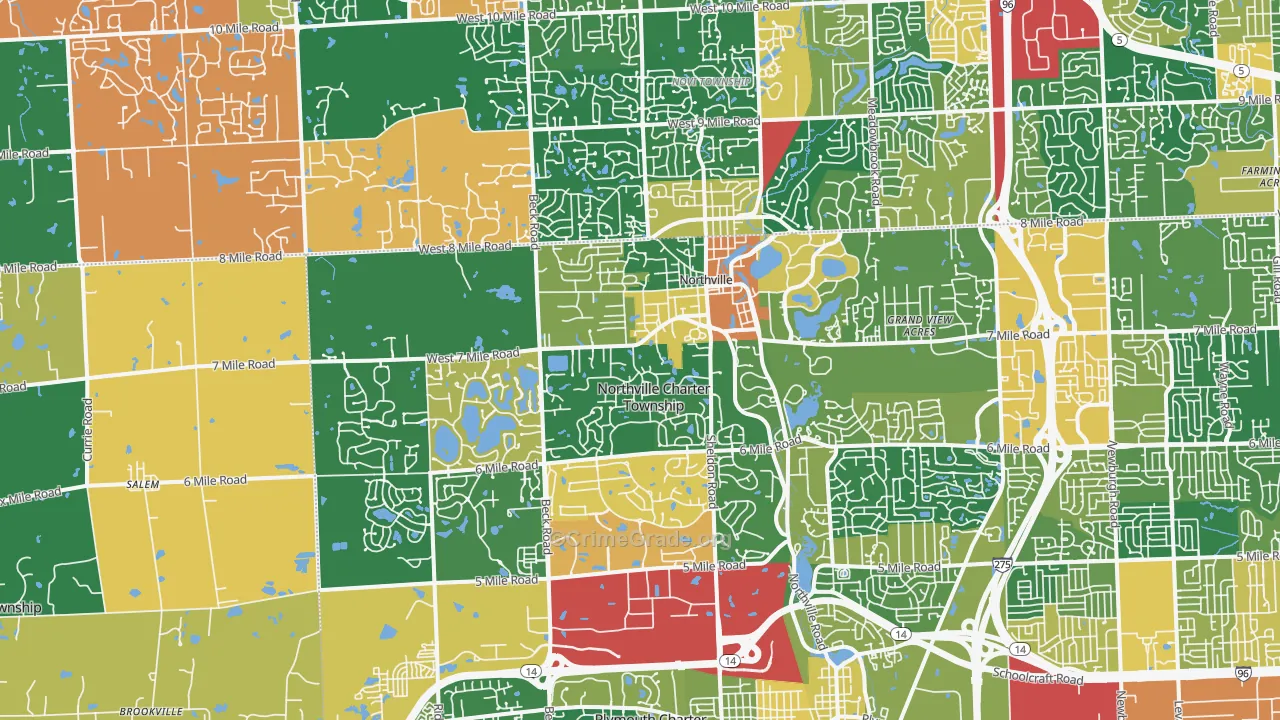 Northville, MI Map of Assault Rates