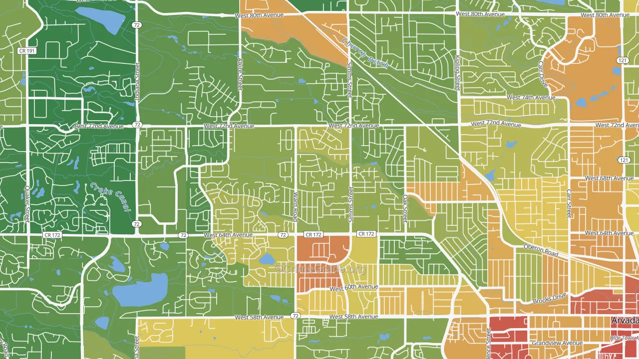Northwest Arvada, Arvada, CO Map of Assault Rates