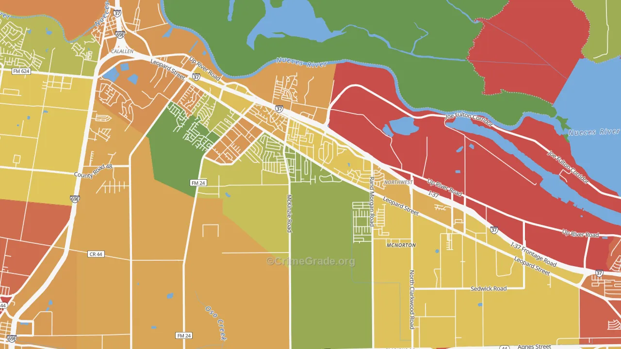Northwest Corpus Christi, Corpus Christi, TX Map of Assault Rates