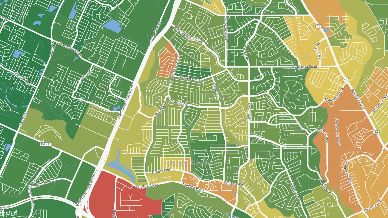 Northwest Crossing, San Antonio, TX Map of Assault Rates