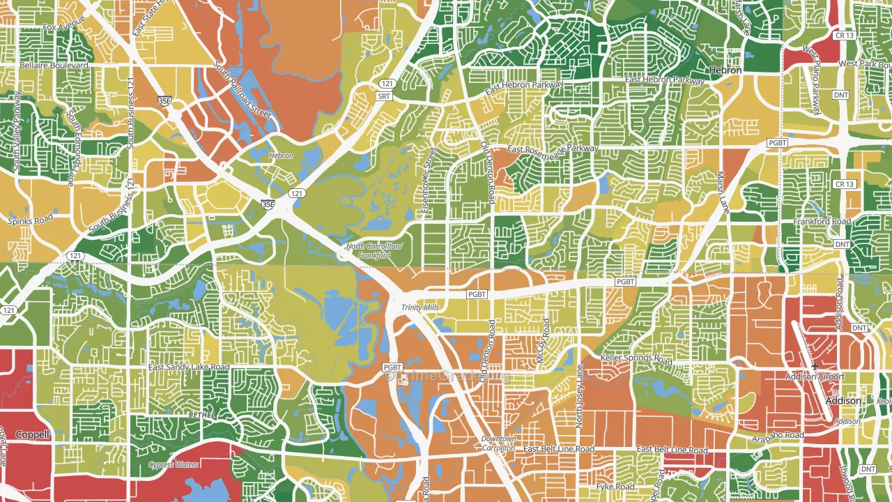 Northwest Dallas, Dallas, TX Map of Assault Rates