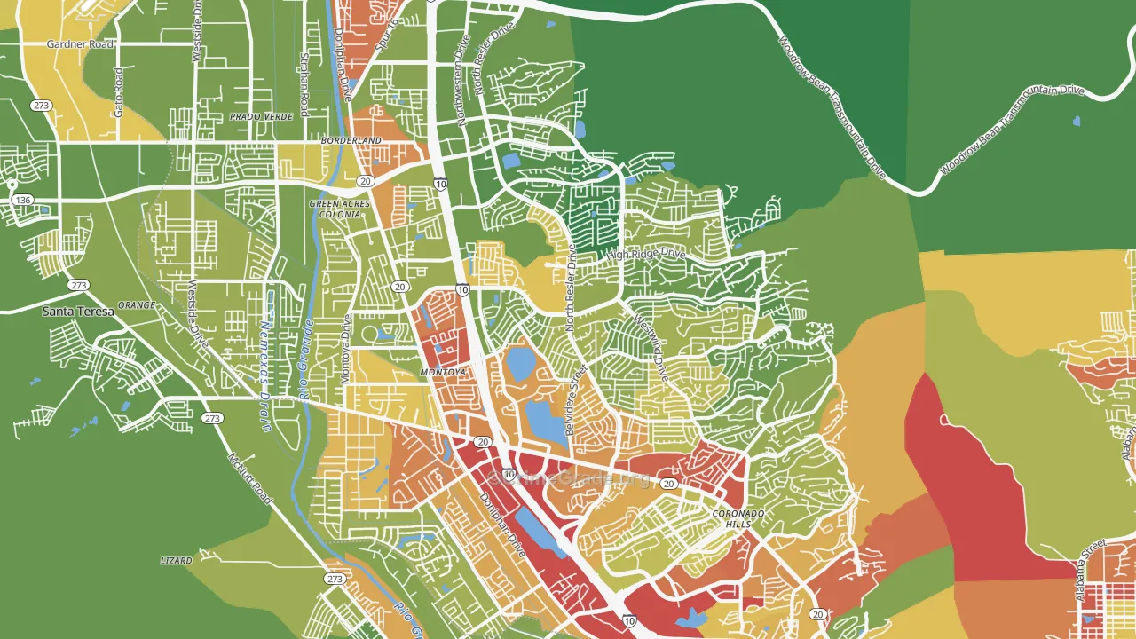 Northwest, El Paso, TX Map of Assault Rates