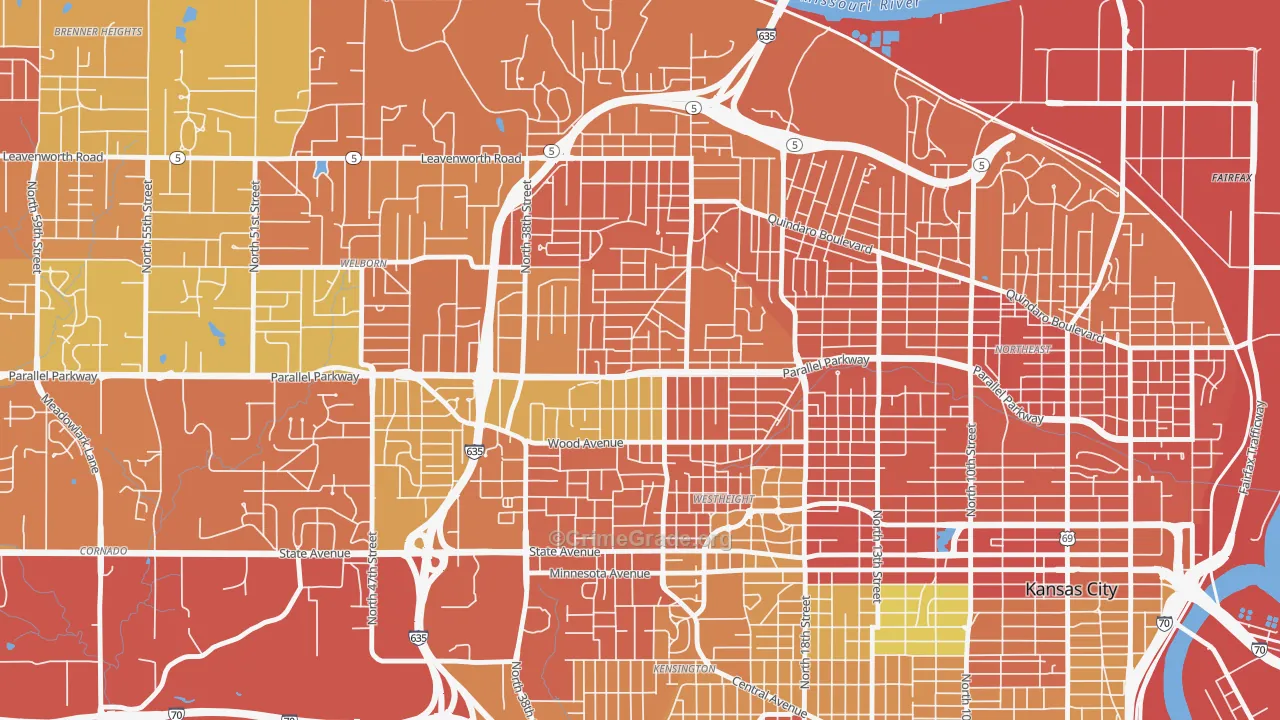 Northwest, Kansas City, KS Map of Assault Rates