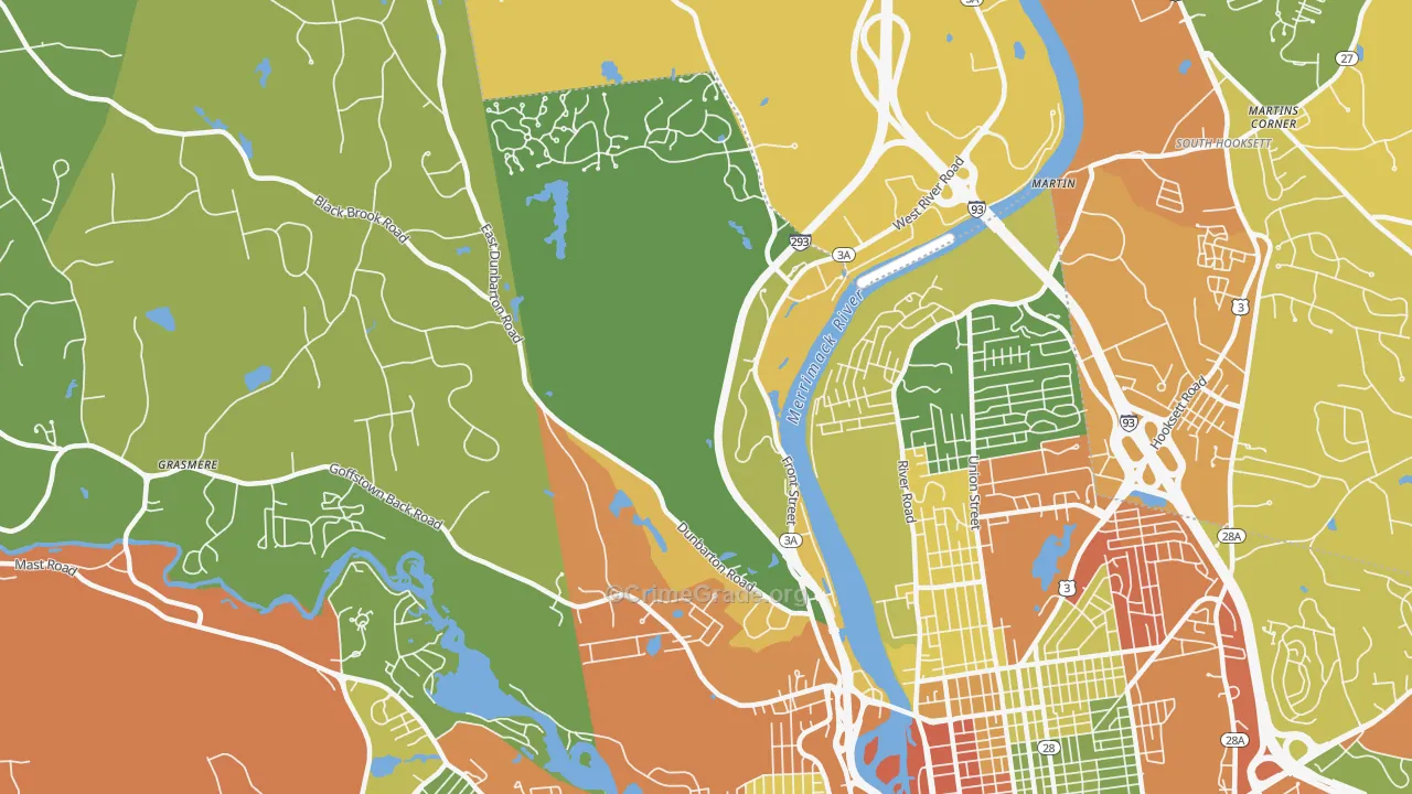 Northwest, Manchester, NH Map of Assault Rates