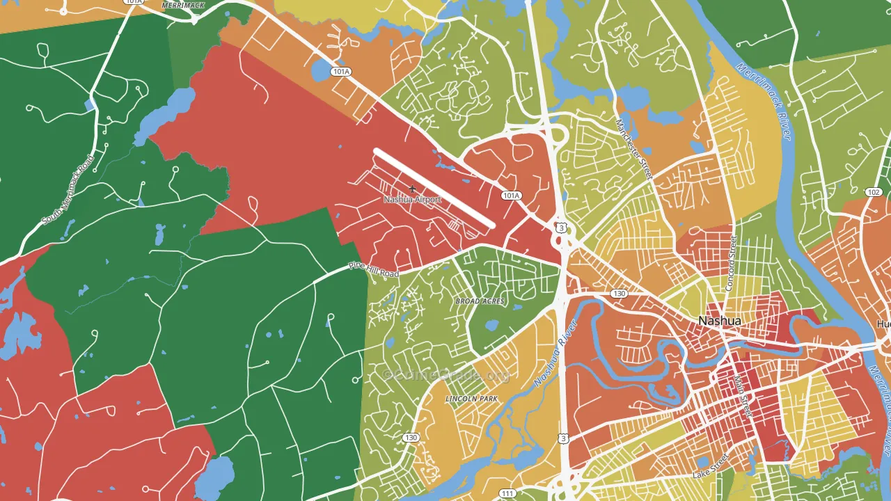 Northwest Nashua, Nashua, NH Map of Assault Rates