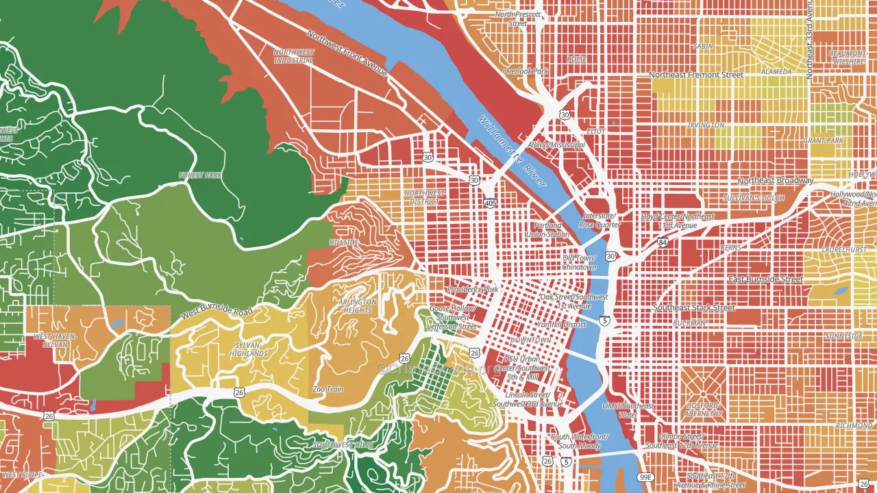 Northwest, Portland, OR Map of Assault Rates