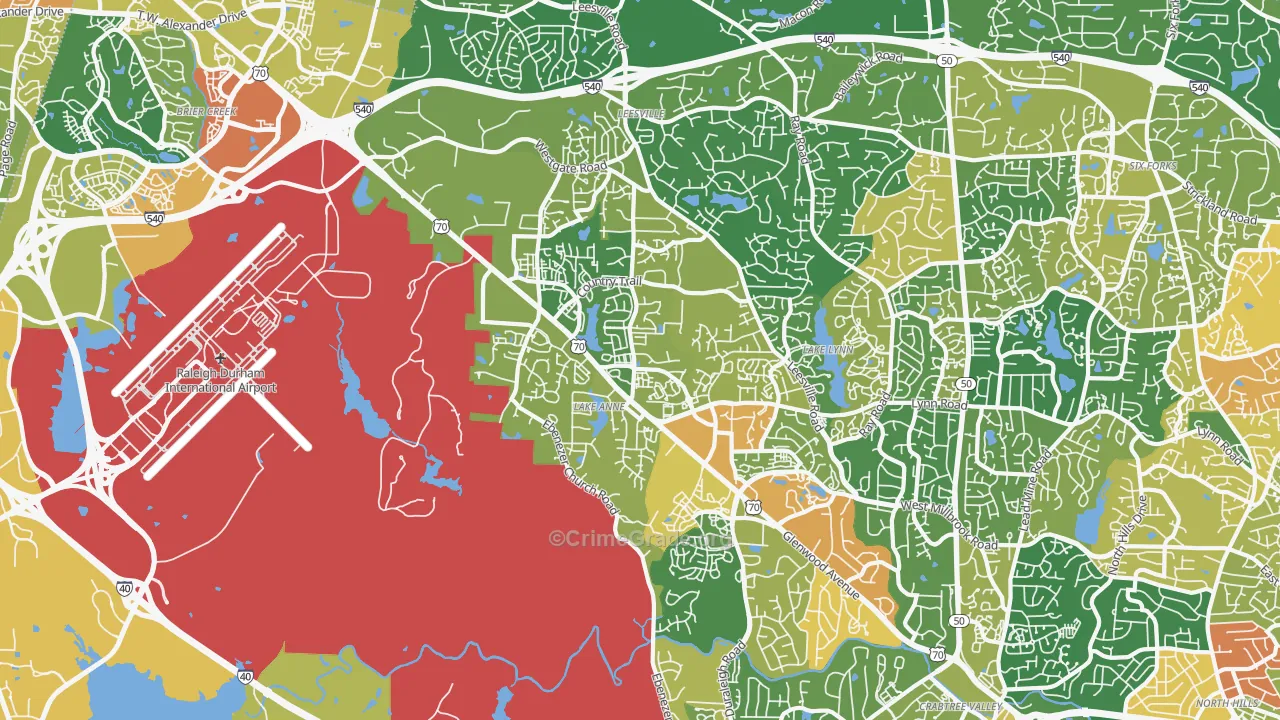 Northwest Raleigh, Raleigh, NC Map of Assault Rates